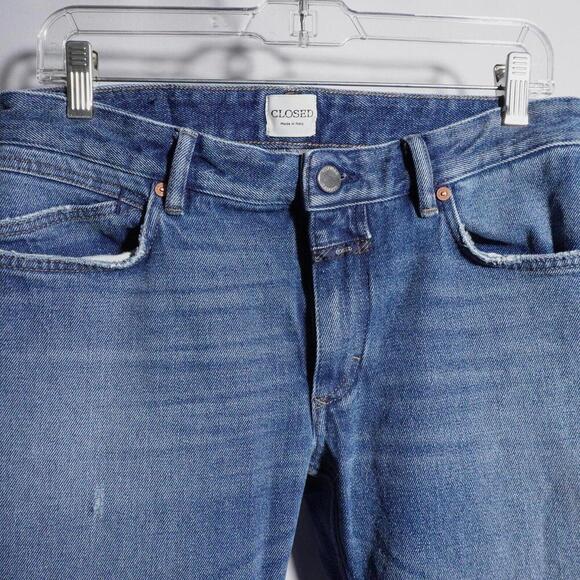 CLOSED ITALY Mens Unity Slim Jeans Blue Denim‎ Distressed 32 Premium $280 Casual - Picture 3 of 14